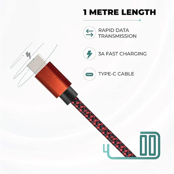 Hammer Unbreakable 3.1A Fast Charging Braided Type C Cable