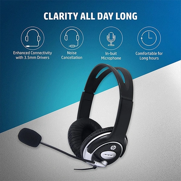 HP Wired Over Ear Headphone with 3.5 mm Drivers