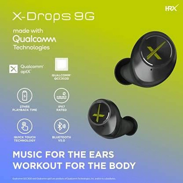 Hrx HRX X-Drops 9G With Quick Touch Technology Wireless Earbuds - Galaxy Blue - Galaxy Blue