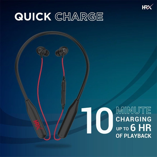 Hrx HRX X-Wave 350R Wireless Neckband with 40 Hours Battery - Red - Red