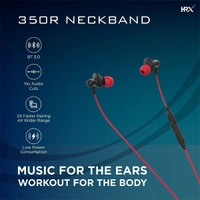 Hrx HRX X-Wave 350R Wireless Neckband with 40 Hours Battery - Red - Red