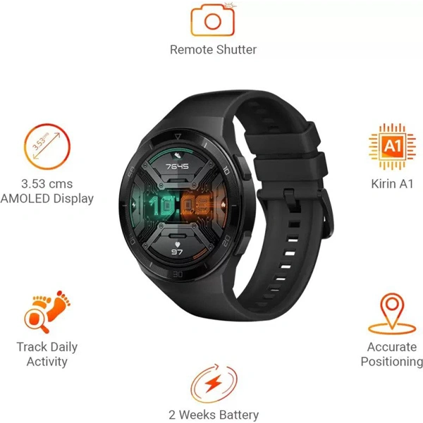 Huawei Watch GT 2e Sport Smartwatch - Black - Black