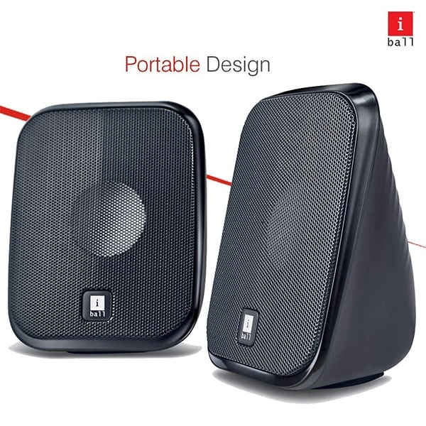 iBall Decor 9-2.0 USB Powered Computer Multimedia Speakers with in-line Volume Controller - Black Grey, Black Red, Black Yellow