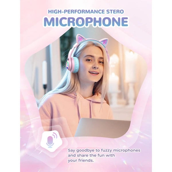 iClever BTH13 Bluetooth Kids Headphones with Mic - Purple - Purple