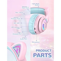 iClever BTH13 Bluetooth Kids Headphones with Mic - Purple - Purple