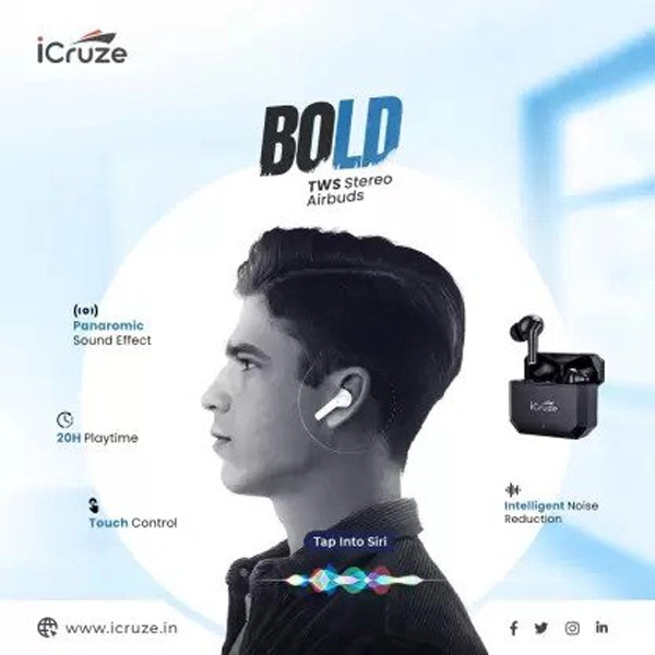 iCruze Bold TWS Wireless Earbuds with 20 Hours Playing Time