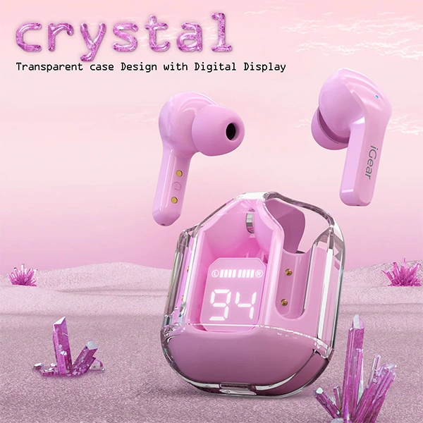 iGear Crystal TWS Earbuds With ENC & Touch Control - Pink - Pink
