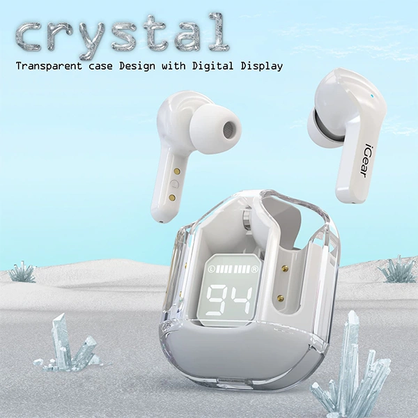 iGear Crystal TWS Earbuds With ENC & Touch Control - White - White