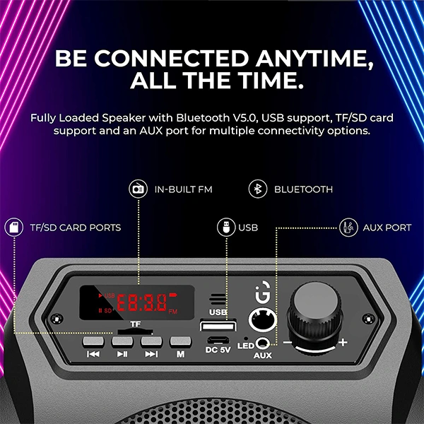 iGear Dynamo 16W Bluetooth Party Speaker With Corded Mic