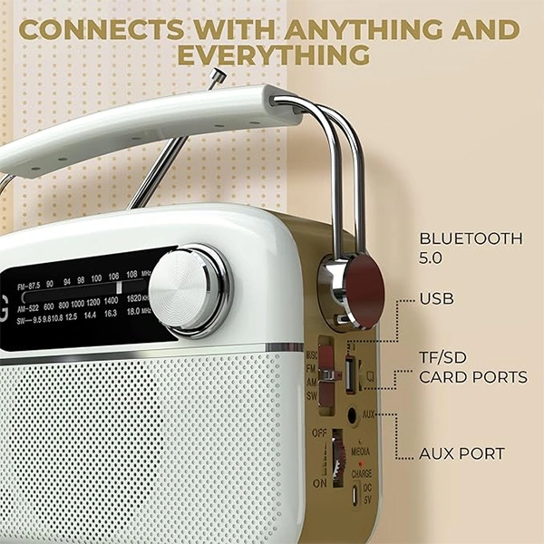 iGear Evoke Retro Modern Style Radio & MP3 player With FM/AM/SW - White - White