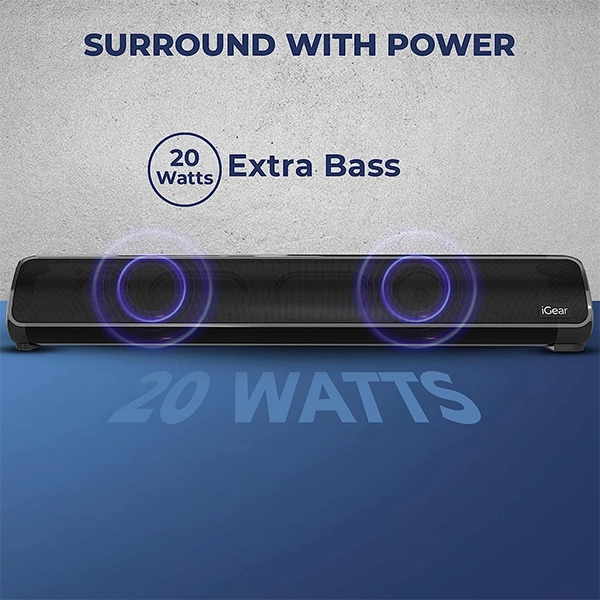 iGear Immerse Soundbar 20W Bluetooth Speaker With Heavy Bass - Blue, White