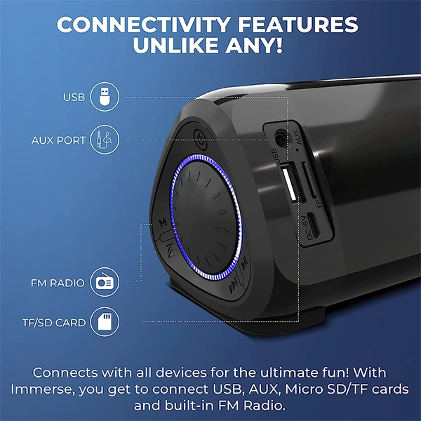 iGear Immerse Soundbar 20W Bluetooth Speaker With Heavy Bass - Blue, White
