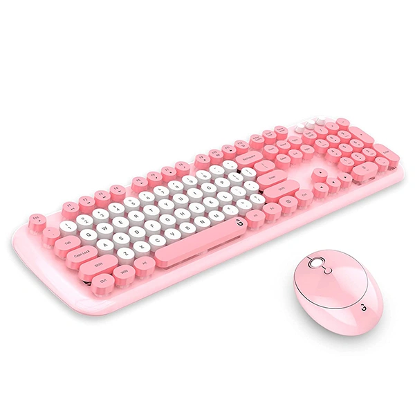 iGear KeyBee Pro Colourful Computer Wireless Keyboard and Mouse Combo - Pink - Pink