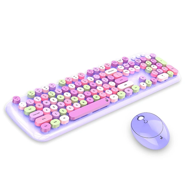 iGear KeyBee Pro Colourful Computer Wireless Keyboard and Mouse Combo - Purple - Purple