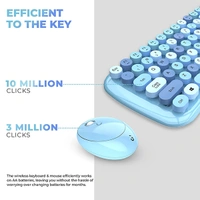 iGear KeyBee Retro Typewriter Inspired 2.4GHz Wireless Keyboard and Mouse Combo With USB Support - Blue - Blue