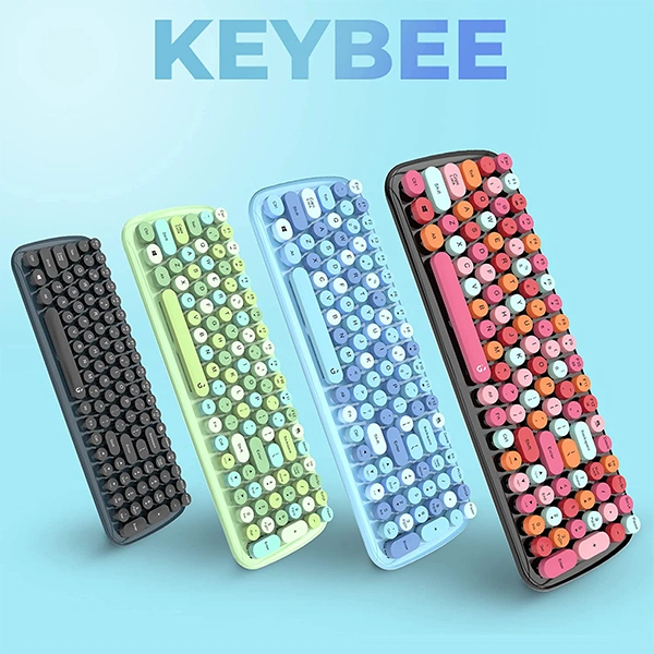 iGear KeyBee Retro Typewriter Inspired 2.4GHz Wireless Keyboard and Mouse Combo With USB Support - Blue - Blue