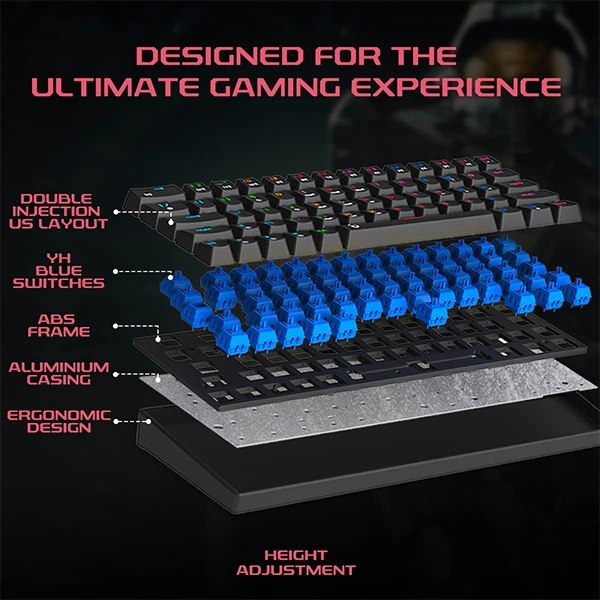 iGear Raptor 64 Backlit Mechanical Keys With 23 Light Modes Wired USB Gaming Keyboard