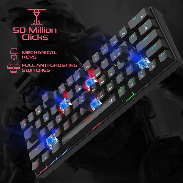 iGear Raptor 64 Backlit Mechanical Keys With 23 Light Modes Wired USB Gaming Keyboard