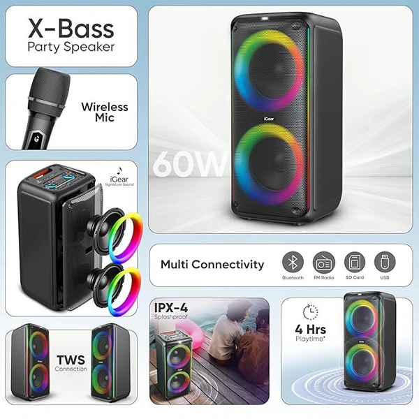 iGear X-Bass 60 Portable Bluetooth Party Speaker