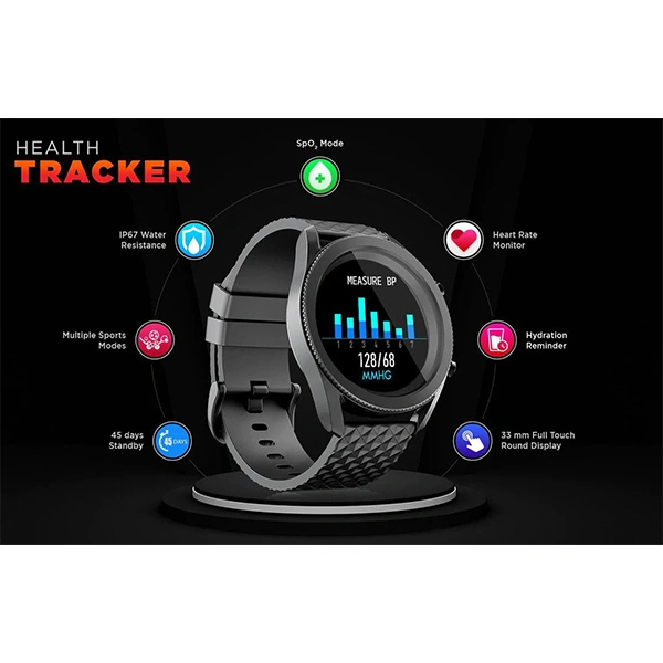 Intex FitRist Active Smart calling SpO2 Watch - Carbon Black - Carbon Black