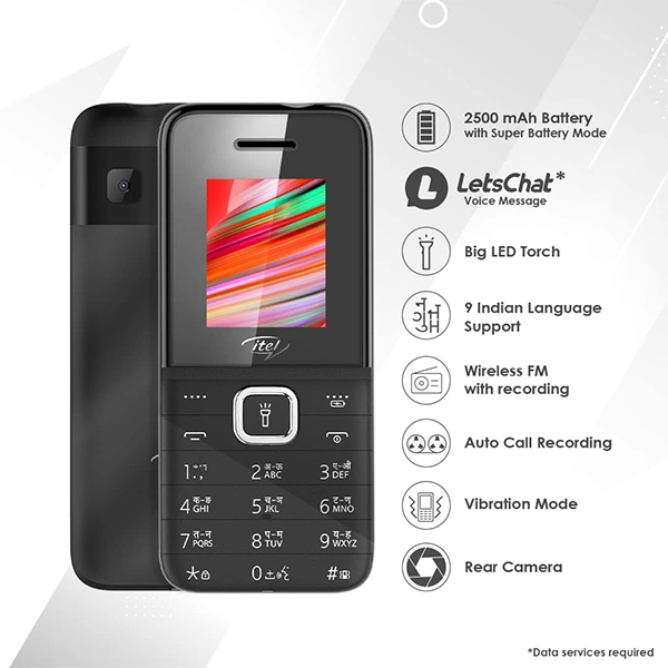 Itel Power 110 Neo (2500 mAh battery, Expandable Storage Upto 32GB) - Grey - Grey