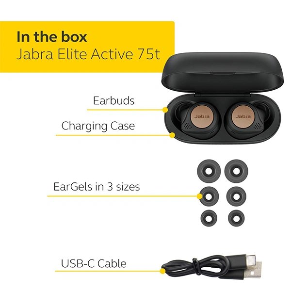 Jabra Elite Active 75t True Wireless Bluetooth In Ear Earbuds