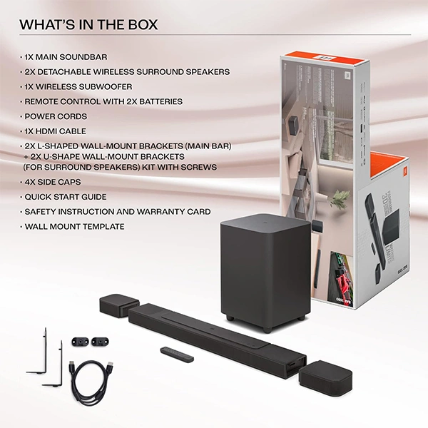 JBL Bar 1000 Pro, 11.1 (7.1.4) Channel Truly Wireless Soundbar