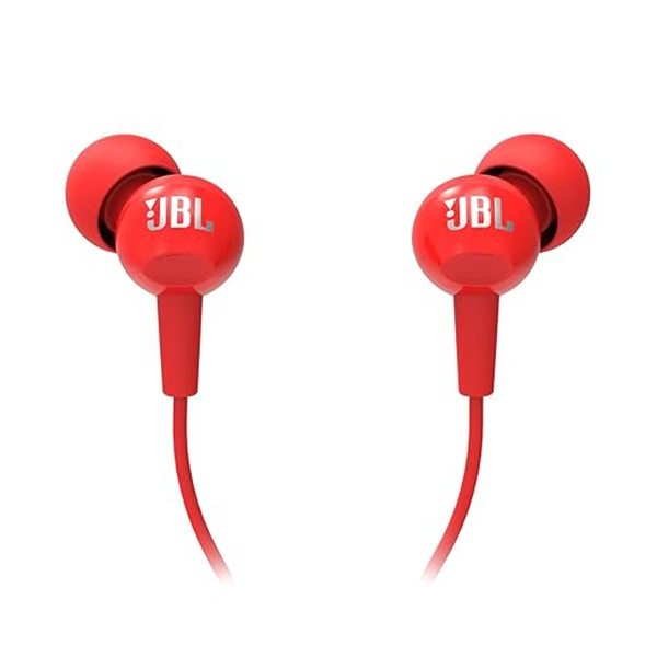 JBL C100SI Premium in Ear Wired Earphones - Red - Red