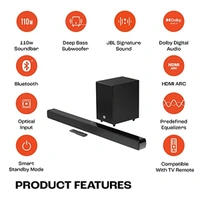 JBL Cinema SB241 2.1 Channel Dolby Digital Soundbar with Wired Subwoofer Home Theatre - Black