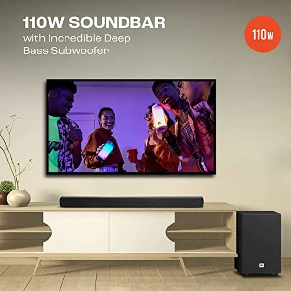 JBL Cinema SB241 2.1 Channel Dolby Digital Soundbar with Wired Subwoofer Home Theatre - Black