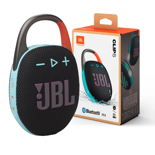 JBL Clip 5 Portable Bluetooth Speaker - Black Orange - Black Orange