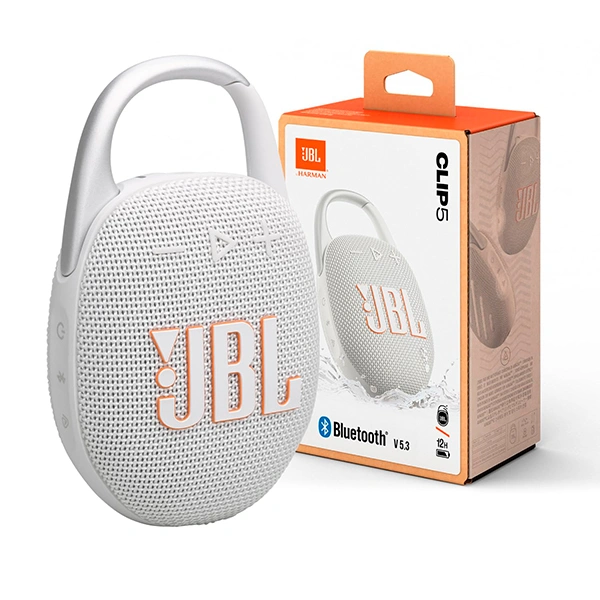 JBL Clip 5 Portable Bluetooth Speaker - White - White