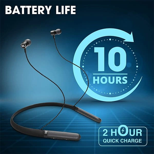 JBL Live 200BT Bluetooth Wireless Earphones with Mic - Black - Black