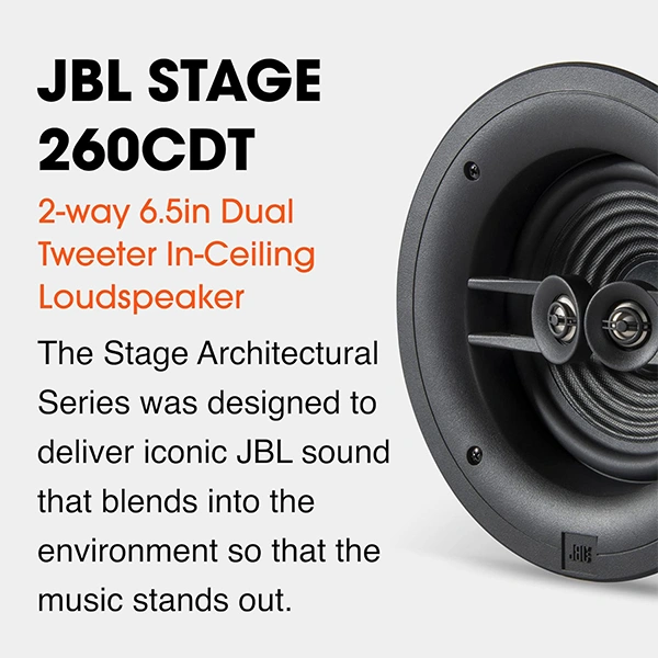 JBL Stage 260CDT - in-Ceiling Loudspeaker with Dual 3/4" Aluminum Dome Tweeters (Each)