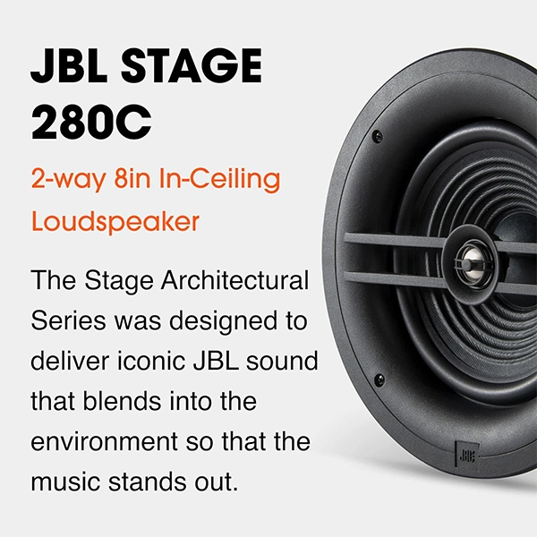 JBL Stage 280C 2-way 8in (203mm) In-Ceiling Loudspeaker (Each) - White