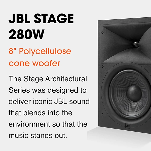 JBL Stage 280W 2-way Dual 5.25" (130mm) In-Wall Loudspeaker (Each) - White