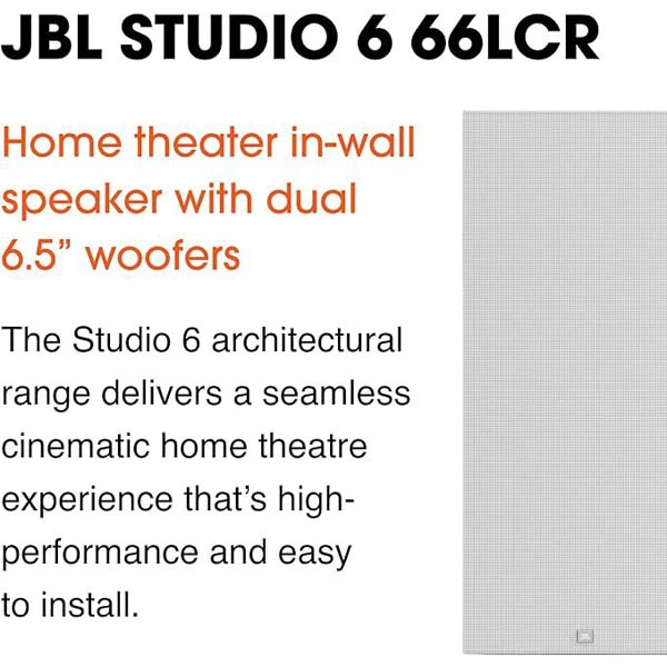 JBL Studio 6 66LCR Dual 6.5" (165mm) 2-way In-Wall Loudspeaker (Each)