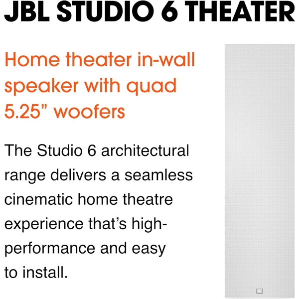 JBL Studio 6 Theater In-Wall Speaker With Quad 5.25" PolyPlas Woofers