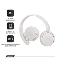 JBL T450BT by Harman Extra Bass Wireless On-Ear Headphones - Black - Black