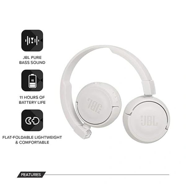 JBL T450BT by Harman Extra Bass Wireless On-Ear Headphones - Black - Black