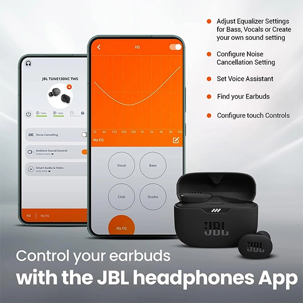 JBL Tune 130NC Wireless TWS Ear Buds With ANC - White - White