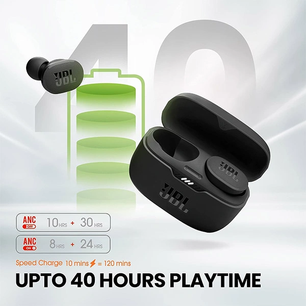 JBL Tune 130NC Wireless TWS Ear Buds With ANC - White - White