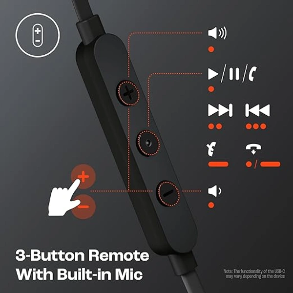 JBL Tune 310C Usb-C In-Ear Earphones - Red - Red