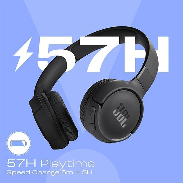 JBL Tune 520BT Wireless On Ear Headphones with Mic - Purple - Purple