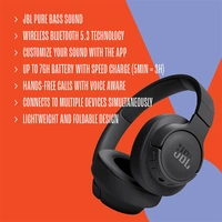 JBL Tune 720BT Bluetooth Headphone with Mic - Blue - Blue