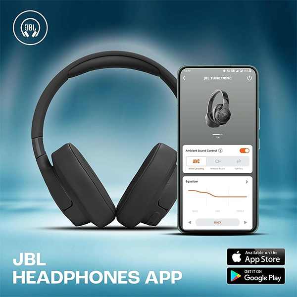 JBL Tune 770NC Wireless Over Ear ANC Headphones with Mic - Black - Black