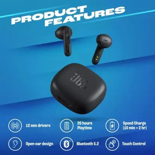 JBL Wave 300TWS Wireless Earbuds with Touch Control - White - White