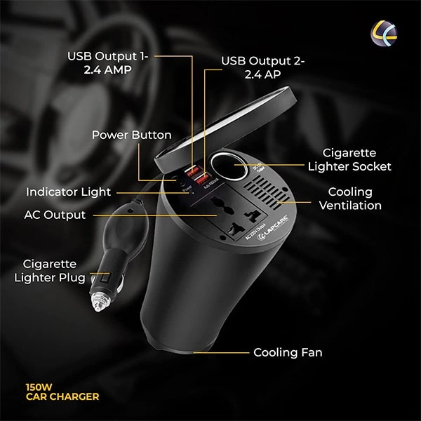 Lapcare 150W Portable Smart Car Charger