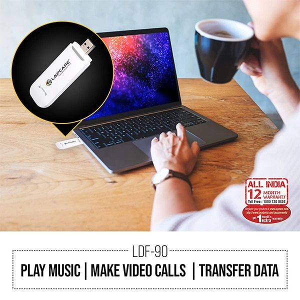 Lapcare F90 4G USB Modem with Wi-Fi Dongle