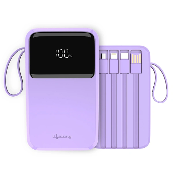 Lifelong ZenCharge 10000 mAh 22.5 W Compact Pocket Size Power Bank - Purple - Purple